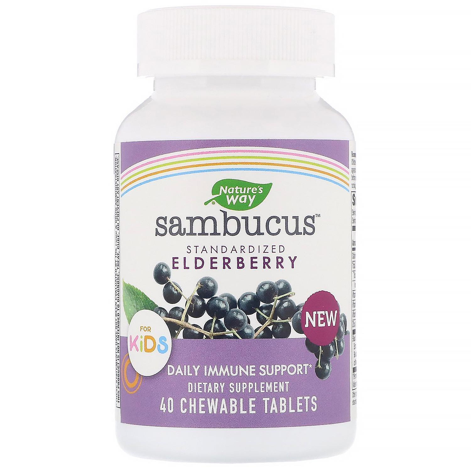 Nature's Way, Sambucus for Kids, Standardized Elderberry, 40 Chewable Tablets