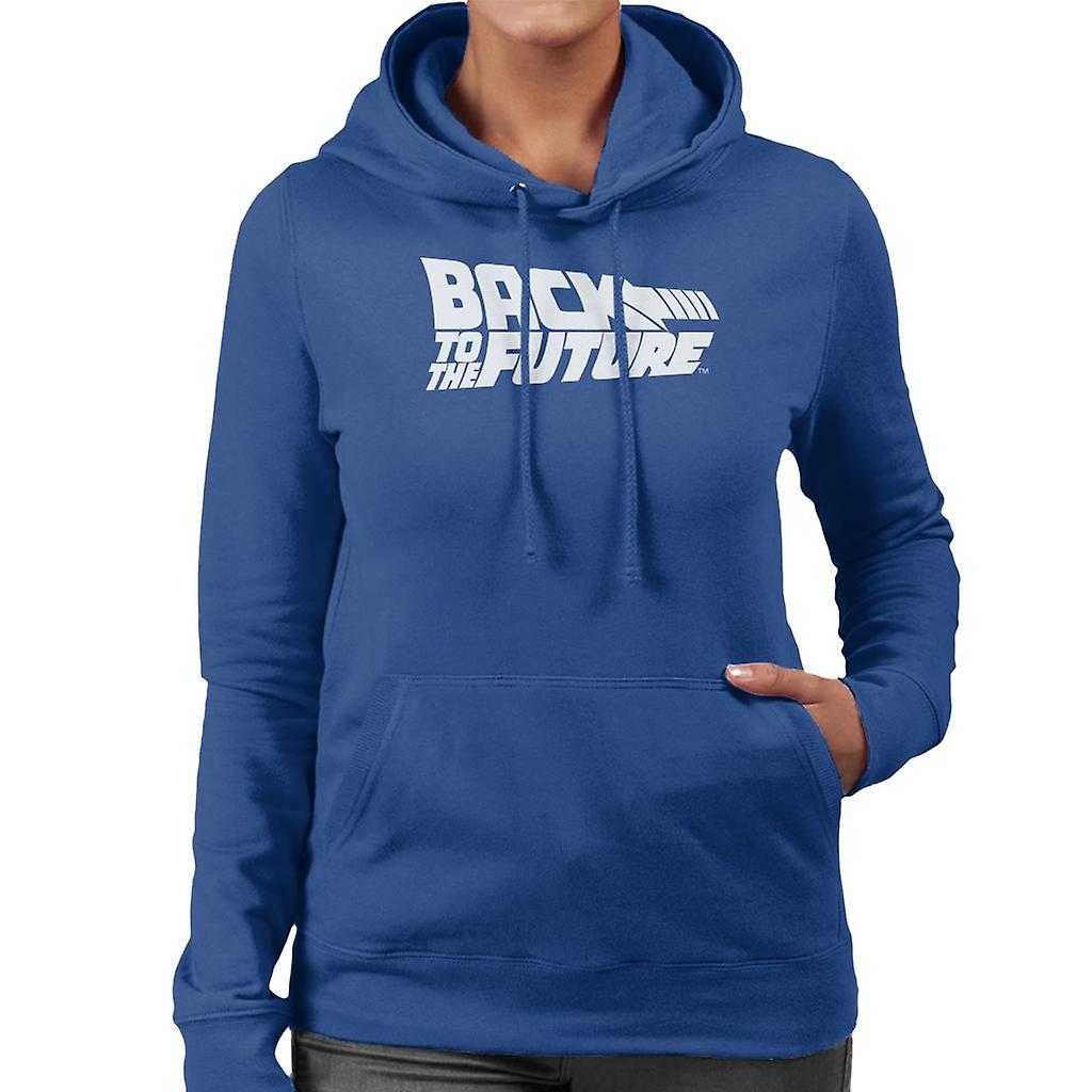 Back to the Future White Logo Women's Hooded Sweatshirt Royal Blue Large