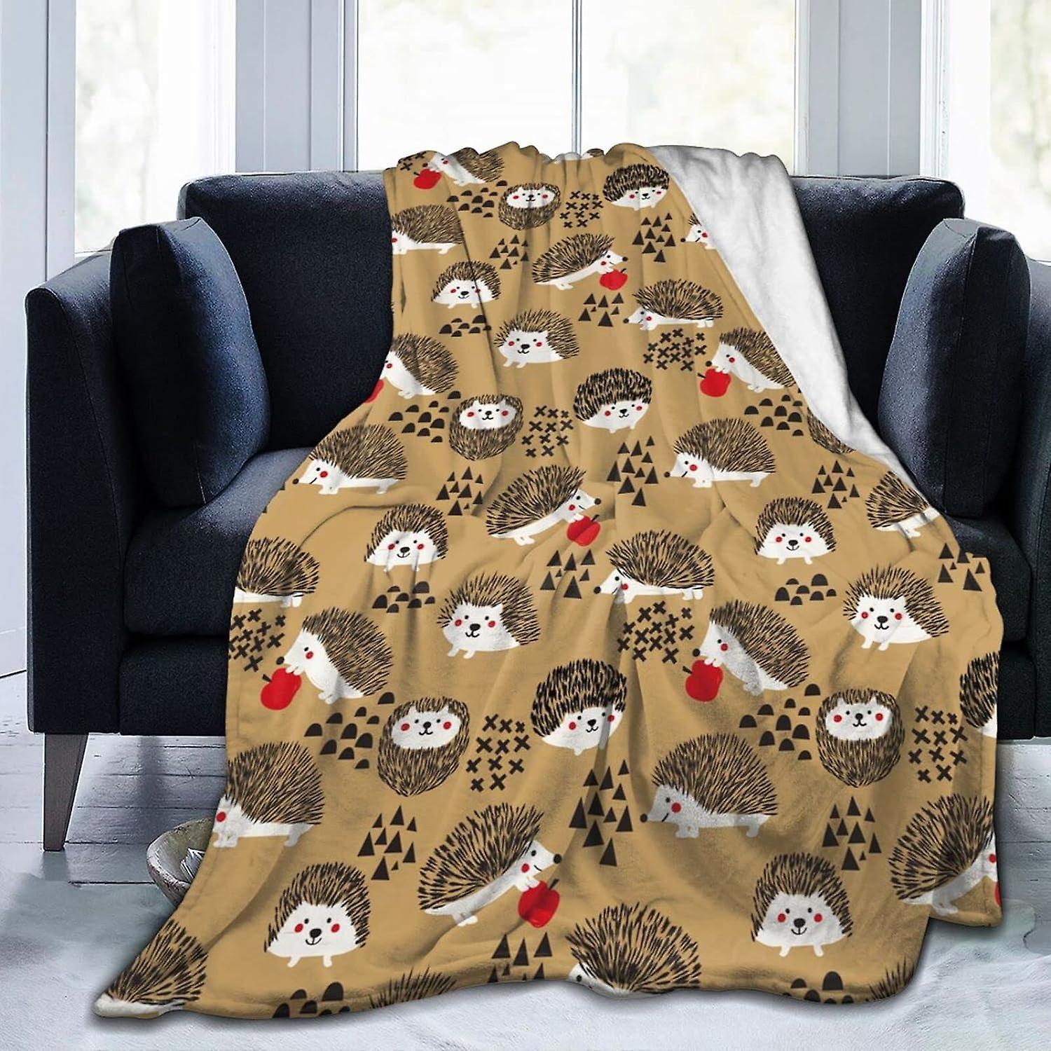 Kerota Hedgehog Lightweight Flannel Blanket Throw Blanket Soft Washable for Couch Bed 50x40in 125x100cm