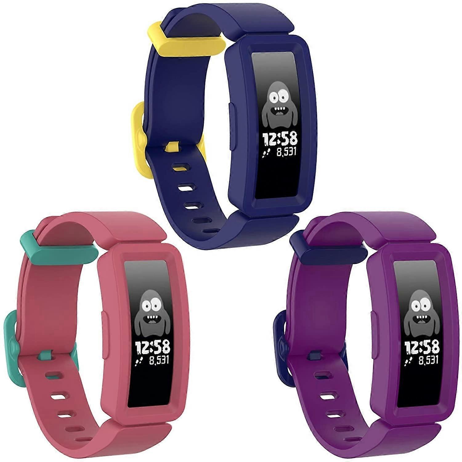 Wonderful Compatible with Fitbit Ace 2 Bands for Kids 6+, Soft Silicone Bracelet Accessories Watch Band Repalcement Strap, Colorful Sport Wristband...