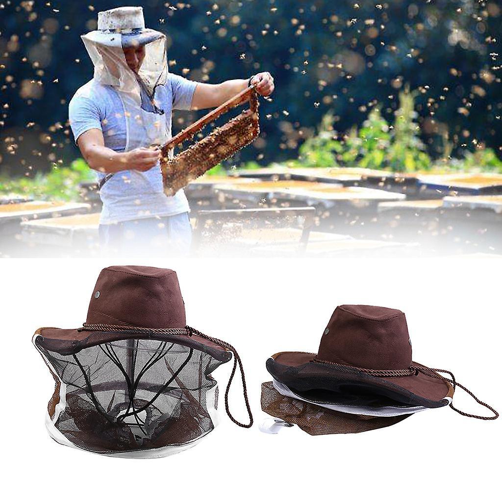 Flye Bee Cap Cowboy Hat Beekeeping Protective Hat Beekeeper Insect Net Tool Brown