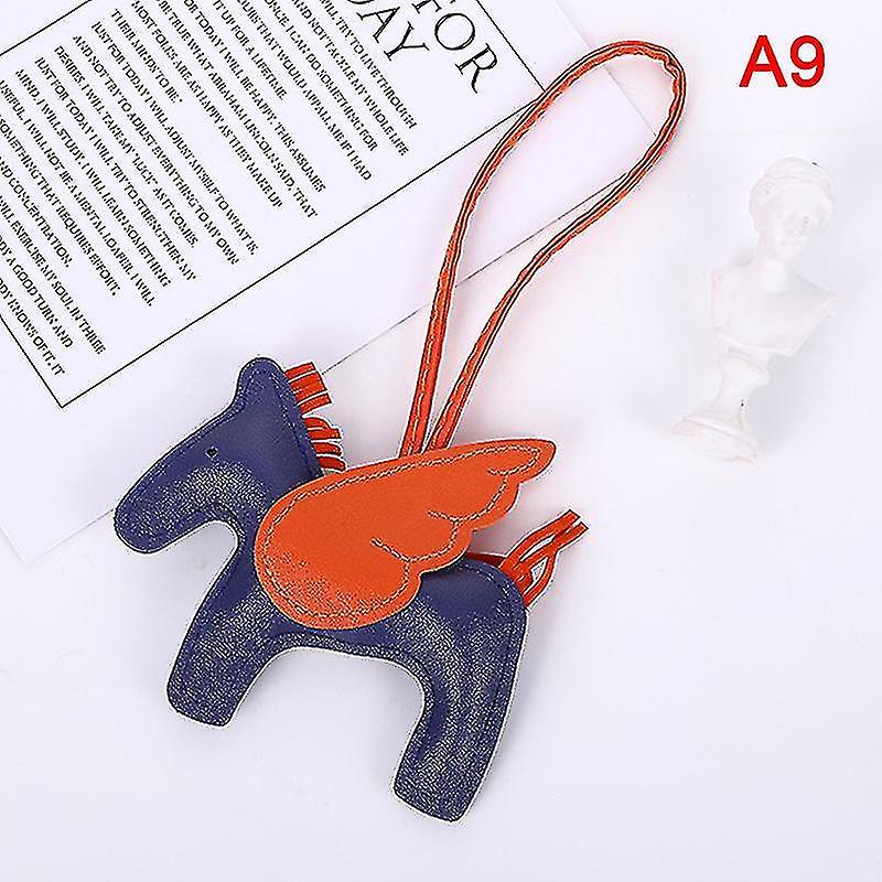 Manchalk Pu Leather Horse Pendant Bags Accessories Animal Key Chain For Women Bag Navy