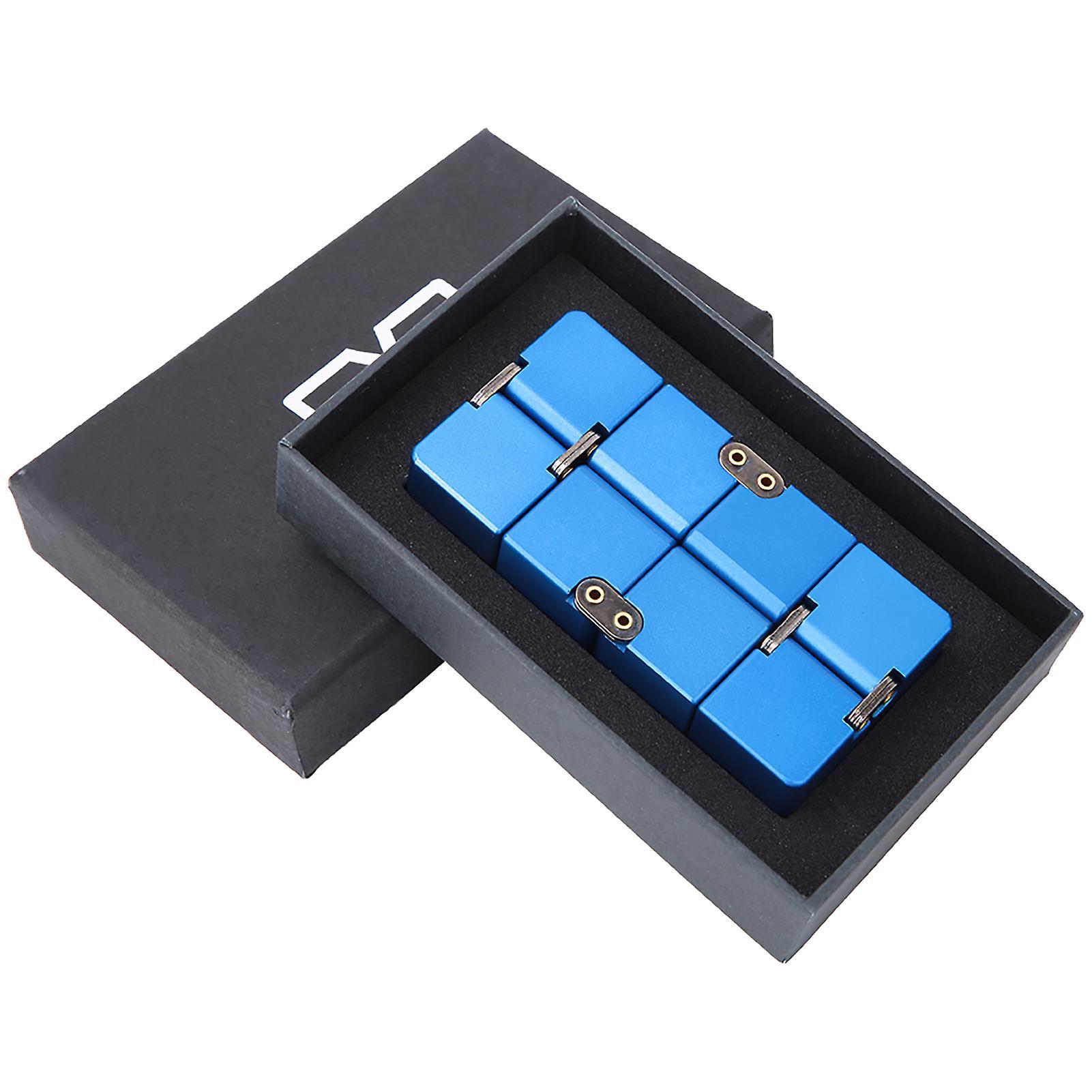 Aluminum Fidget Toys Stress Relief Blue Aluminum Infinity Magic Cube Handheld Fidget Toy