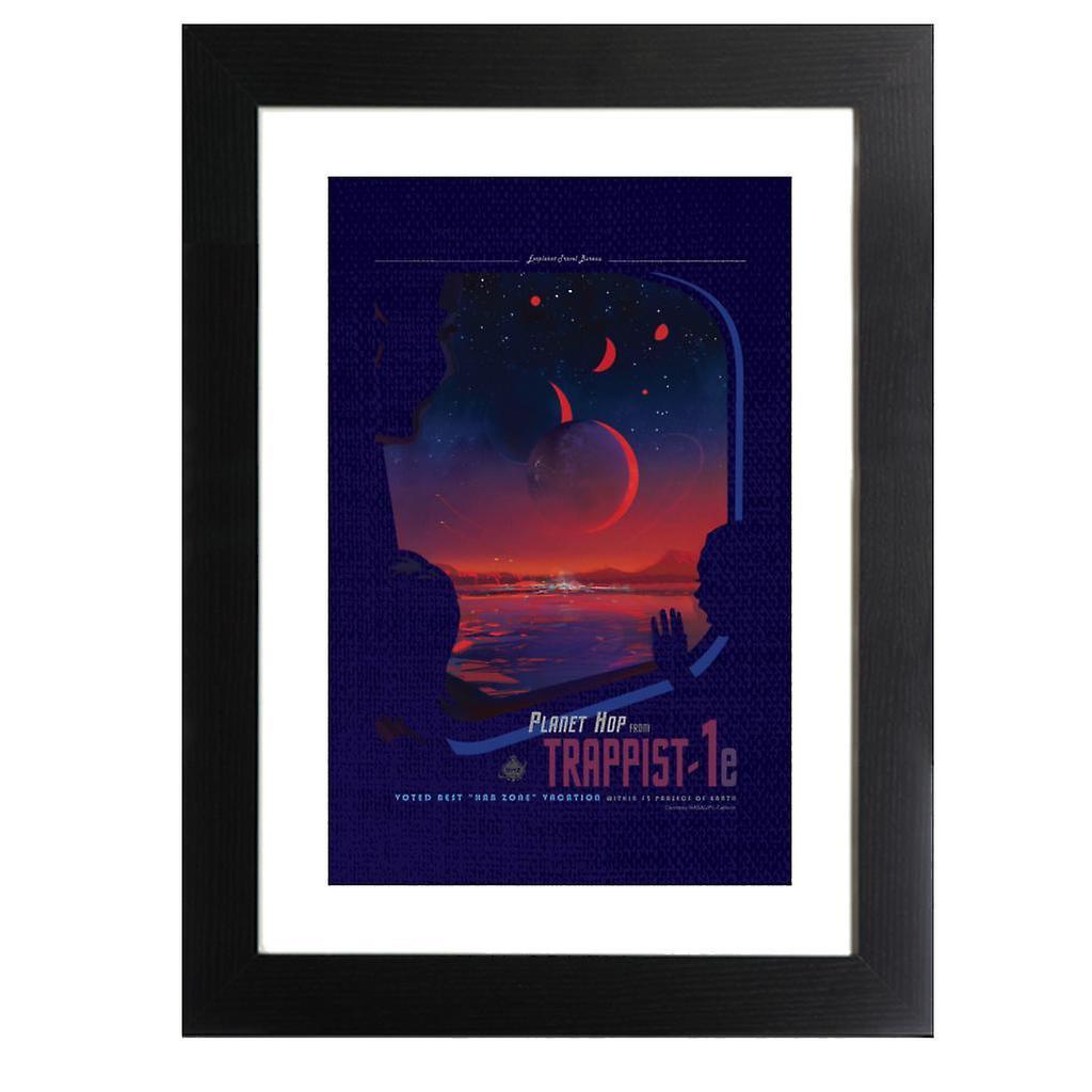 NASA Trappist 1e Interplanetary Travel Poster Framed Print Navy Blue 39 x 52 cm