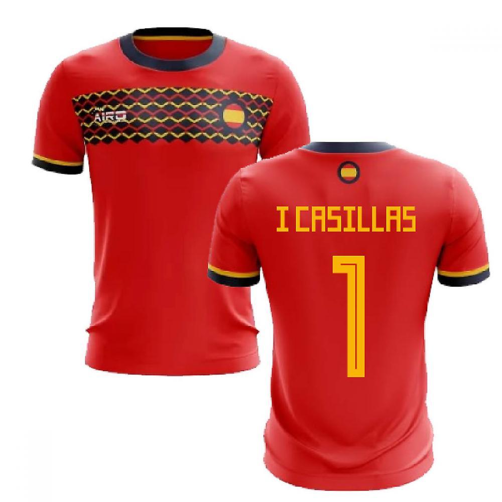 Airo Sportswear 2023-2024 Spain Home Concept Football Shirt (I Casillas 1) Red Medium 38-40 inch Chest (96-104cm)