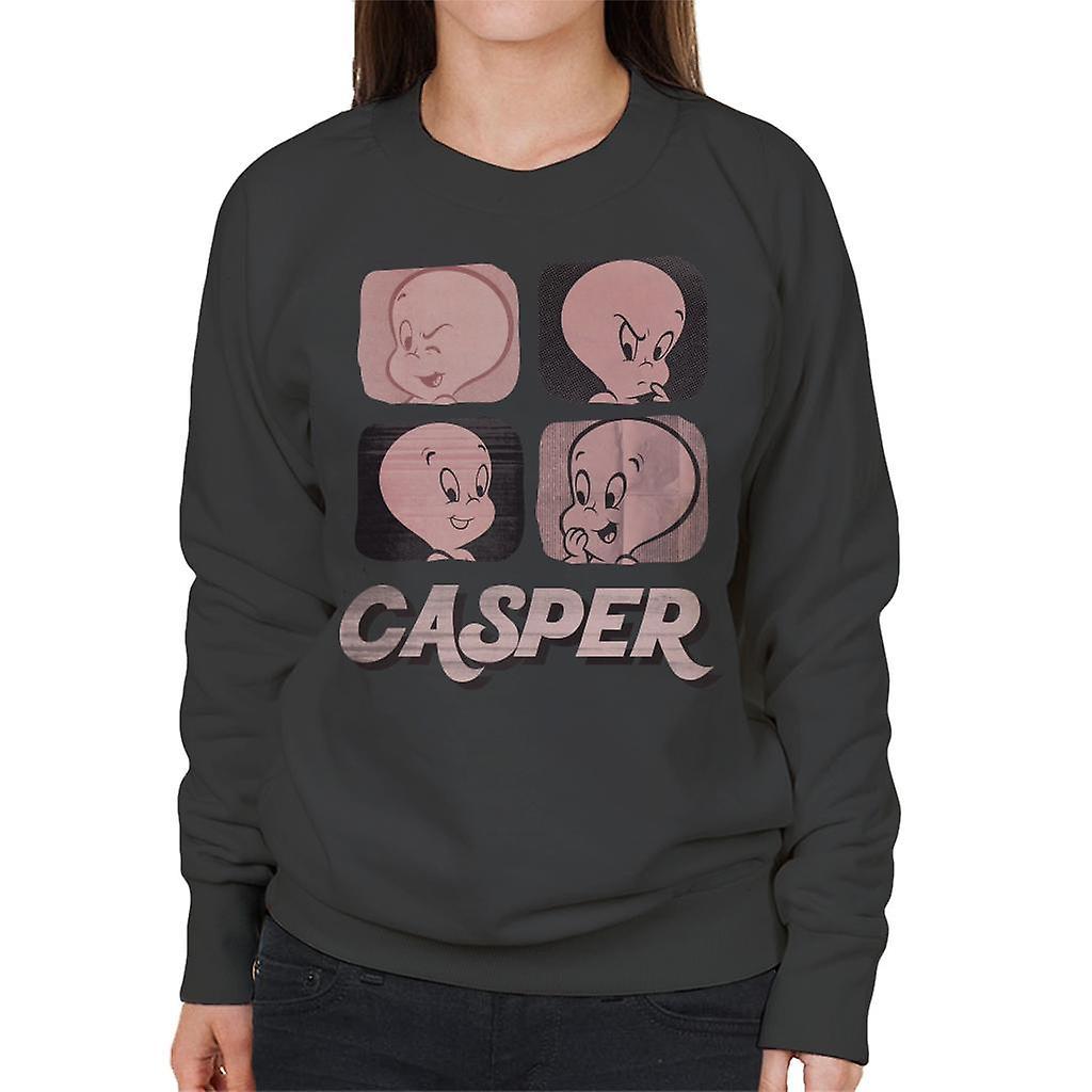 Casper The Friendly Ghost Facial Expressions Women's Sweatshirt Charcoal Medium