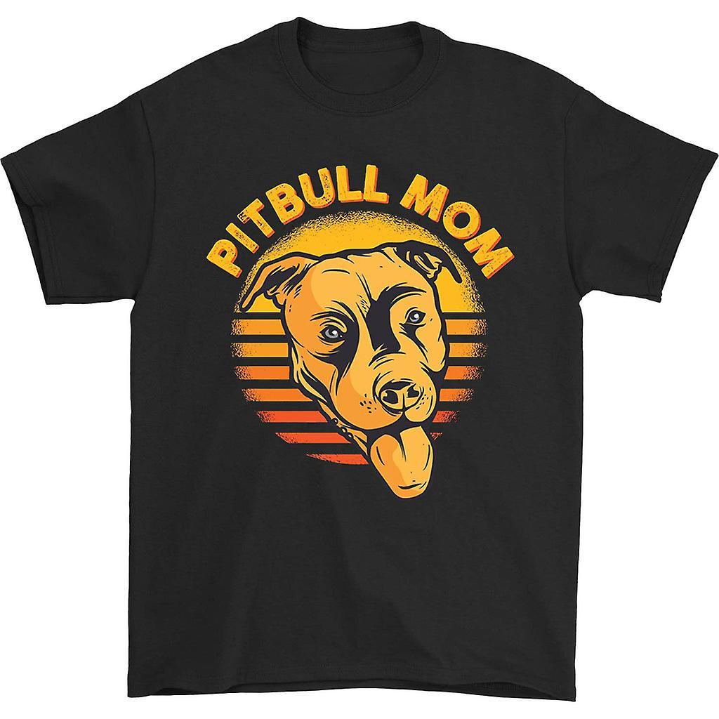 HISHARK Pitbull mom vintage t-shirt Black S