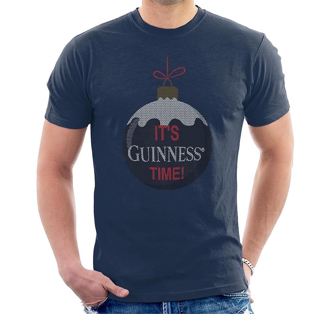 Guinness Christmas Bauble Its Guinness Time Men's T-Shirt Navy Blue Large