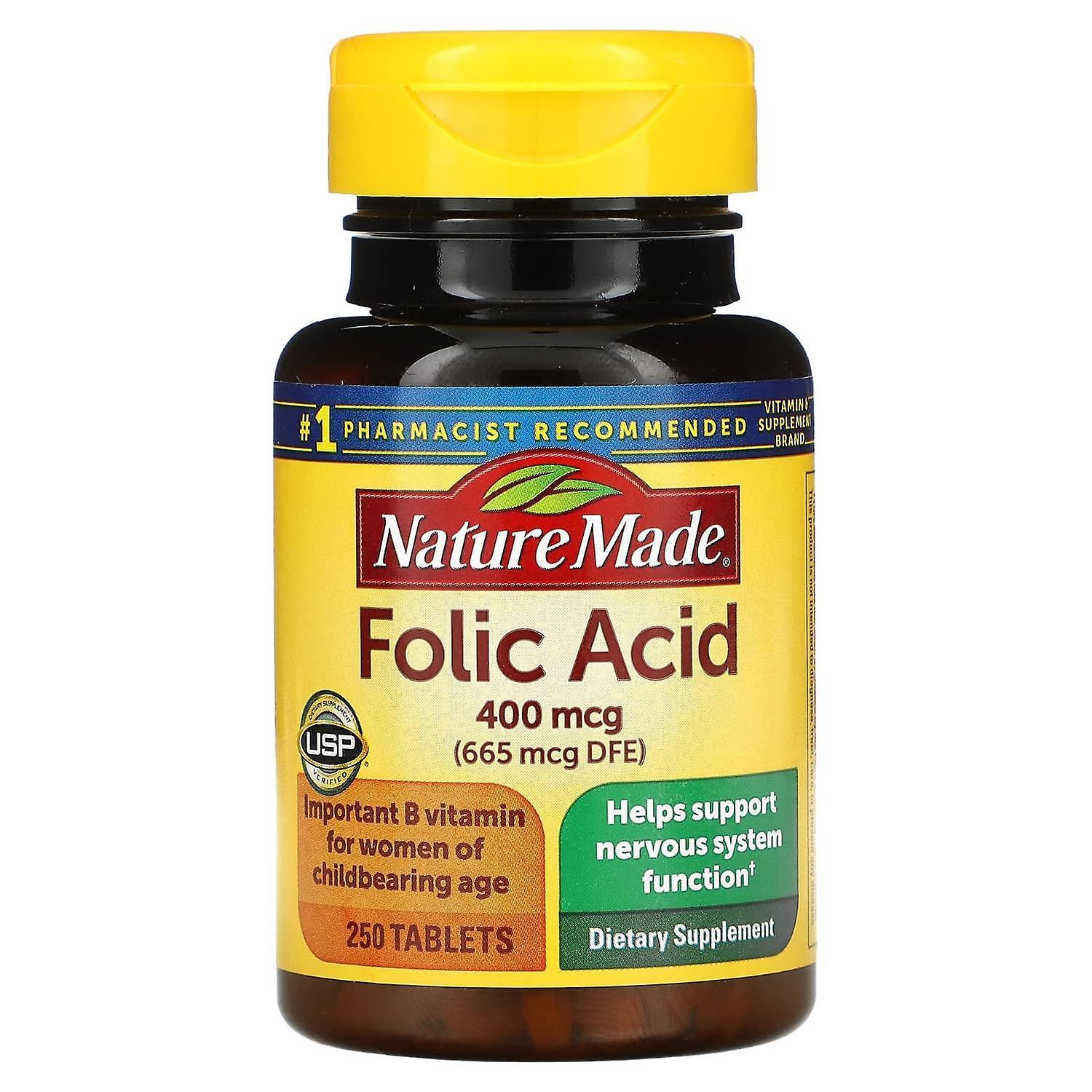 Nature Made, Folic Acid, 400 mcg, 250 Tablets