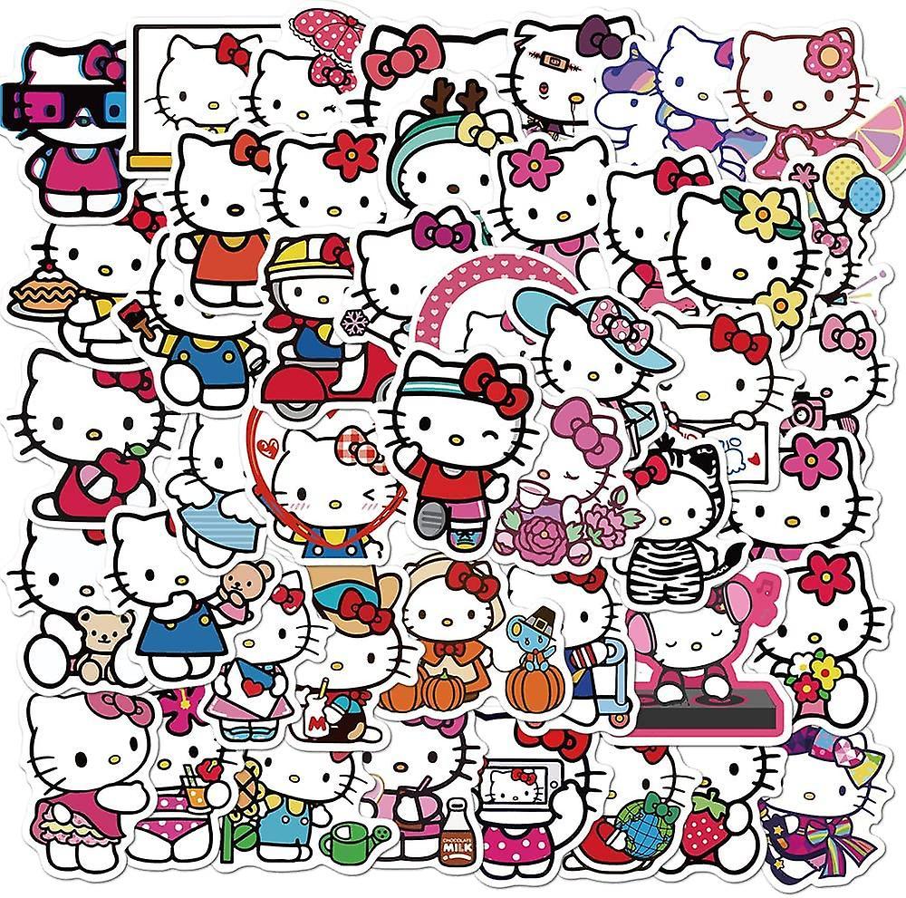 Ubiuo 50pcs Hello Kitty Stickers Pack Kitty White Theme Waterproof Sticker Decals For Laptop Water Bottle Skateboard Luggage Car Bumper Hello Kitty...