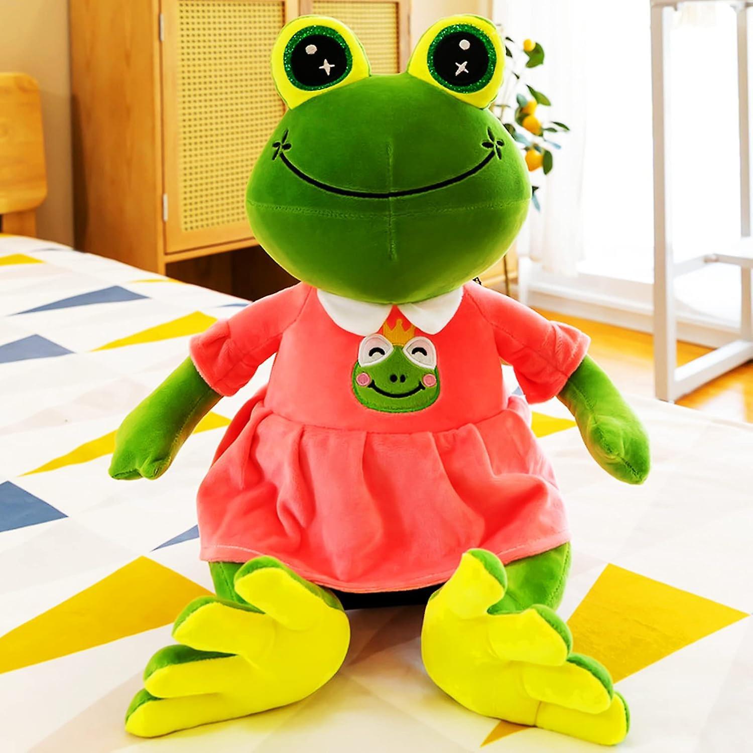 Ubiuo Animal Plush-13.8in Frog Plush Toy, Super Soft Cute Lovely Frog Girl Stuffed Doll For Kids (b)