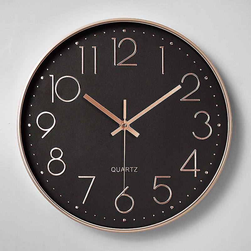 Sychie Wall Clock Silent Non Ticking Quality Quartz, Round Easy To Read rose gold