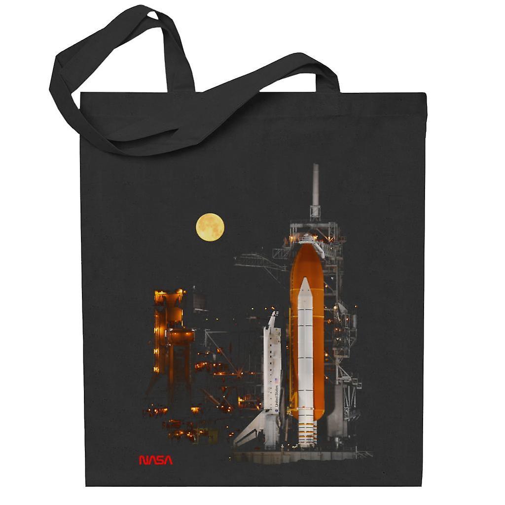 NASA STS 110 Discovery Shuttle At Launch Pad Totebag Black 38 x 42 cm