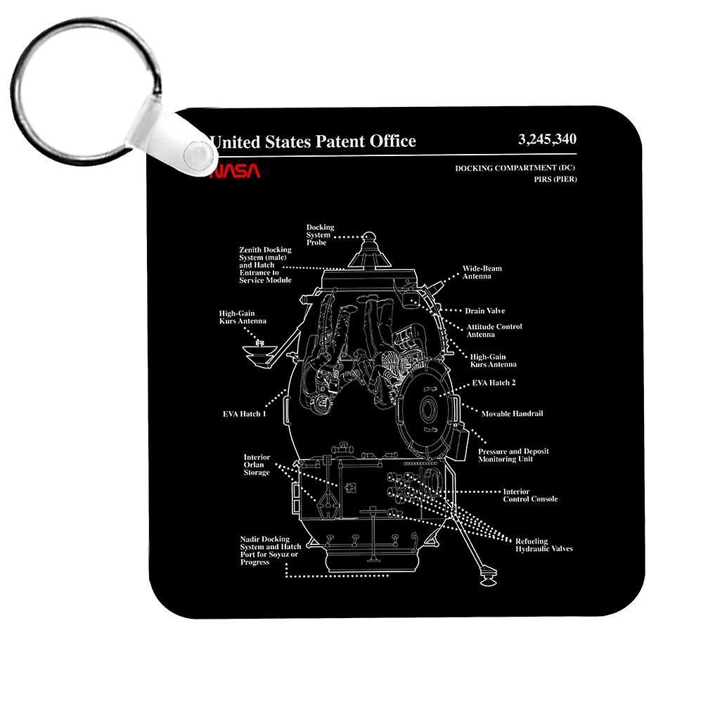 NASA Russian Docking Compartment Blueprint Keyring Black 5cm x 5cm