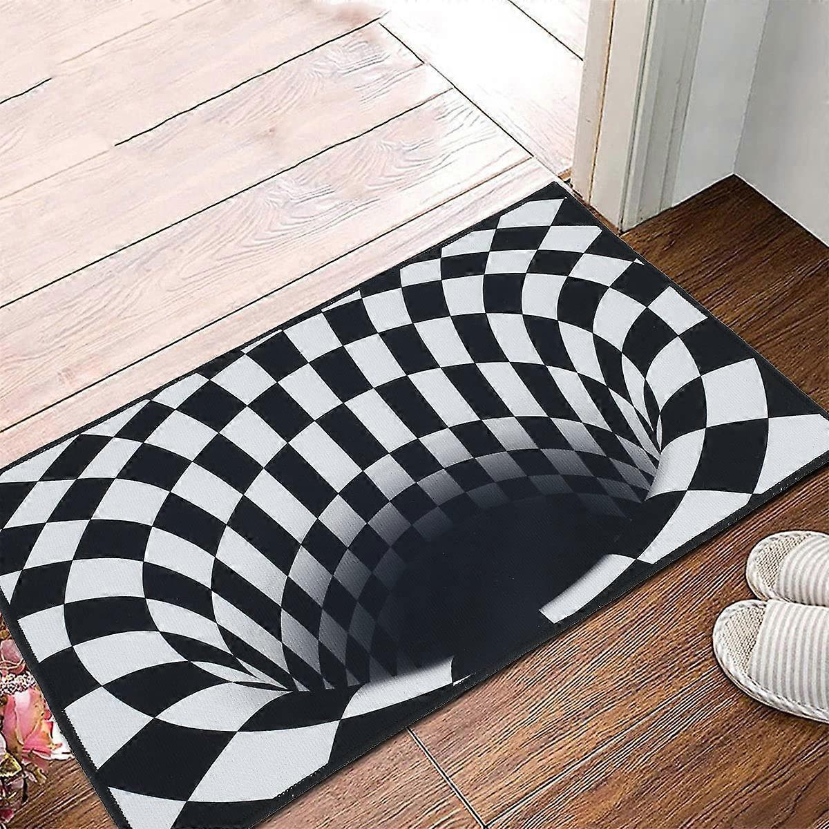 Kensty Door Mat, 3D Magic Square Optical Illusion Door Mat Vortex Optical Illusion Rug 40 x 60 cm Rectangular Outdoor Entrance Welcome Mat Non Slip...