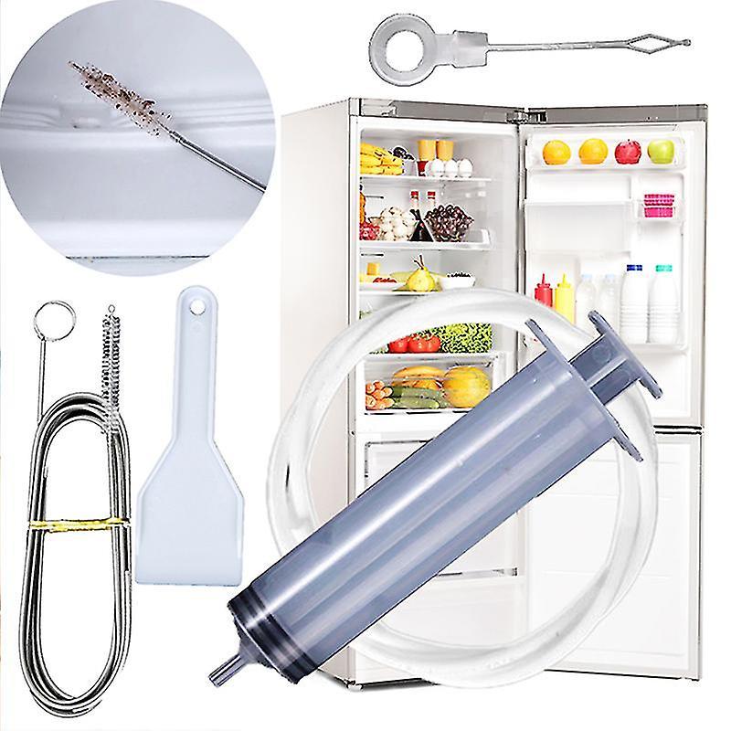 Banmo Refrigerator Drain Dredge Cleaning Set Long Flexible Brush Fridge Hole Cleaner Scrub Brush Home Suction Syringe Cleaning Device