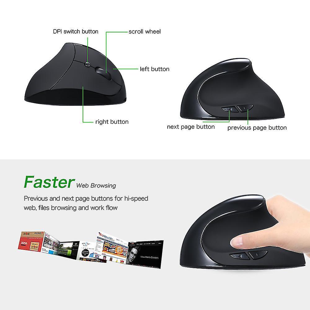 Bbxc Ergonomic Wireless Mouse - Rechargeable Vertical Mouse With Dpi Switch