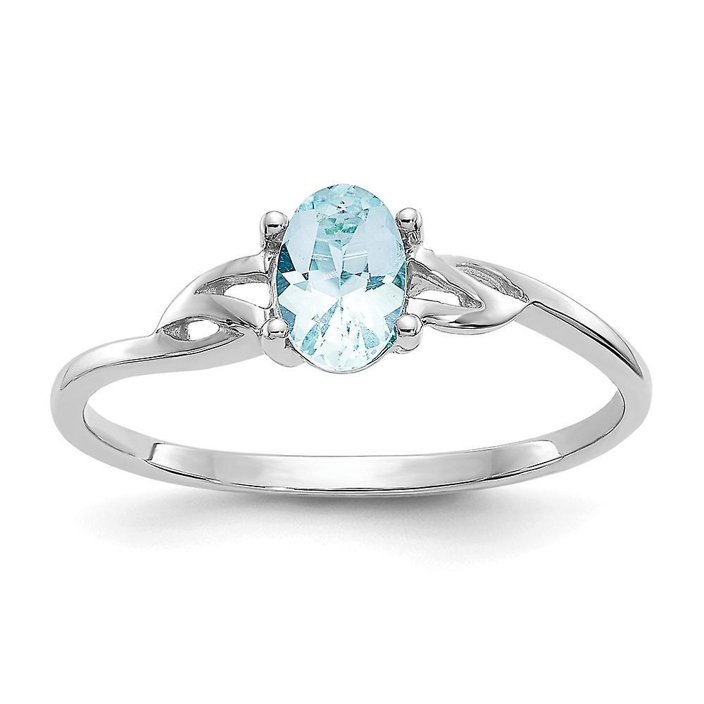 JewelryWeb 10k White Gold Oval Polished Aquamarine Ring Size 6 Jewelry for Women