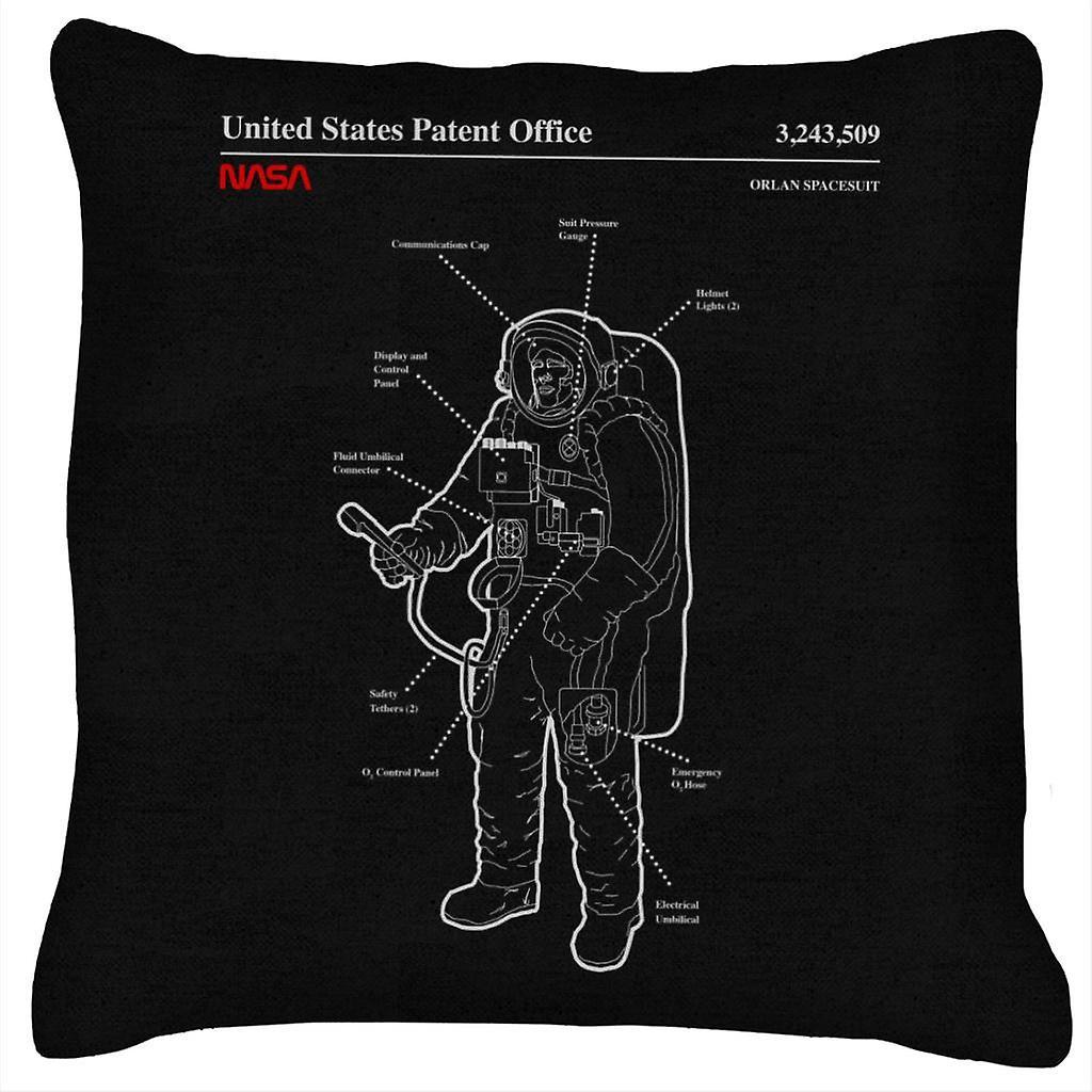 NASA Orlan Spacesuit Blueprint Cushion Black 40 x 40cm