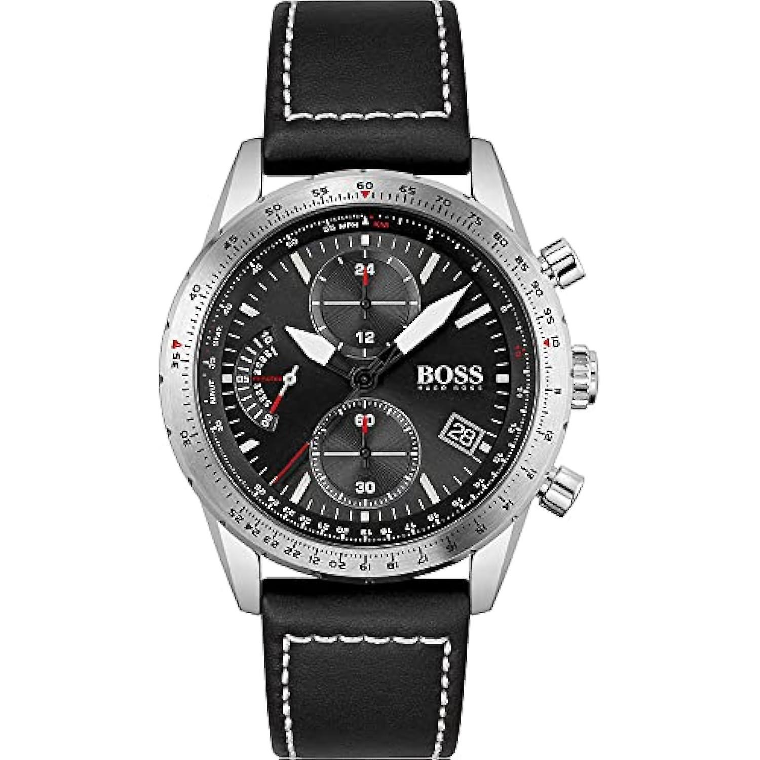 HUGO BOSS Men's Quartz Chronograph Watch with Black Leather Strap - 1513853