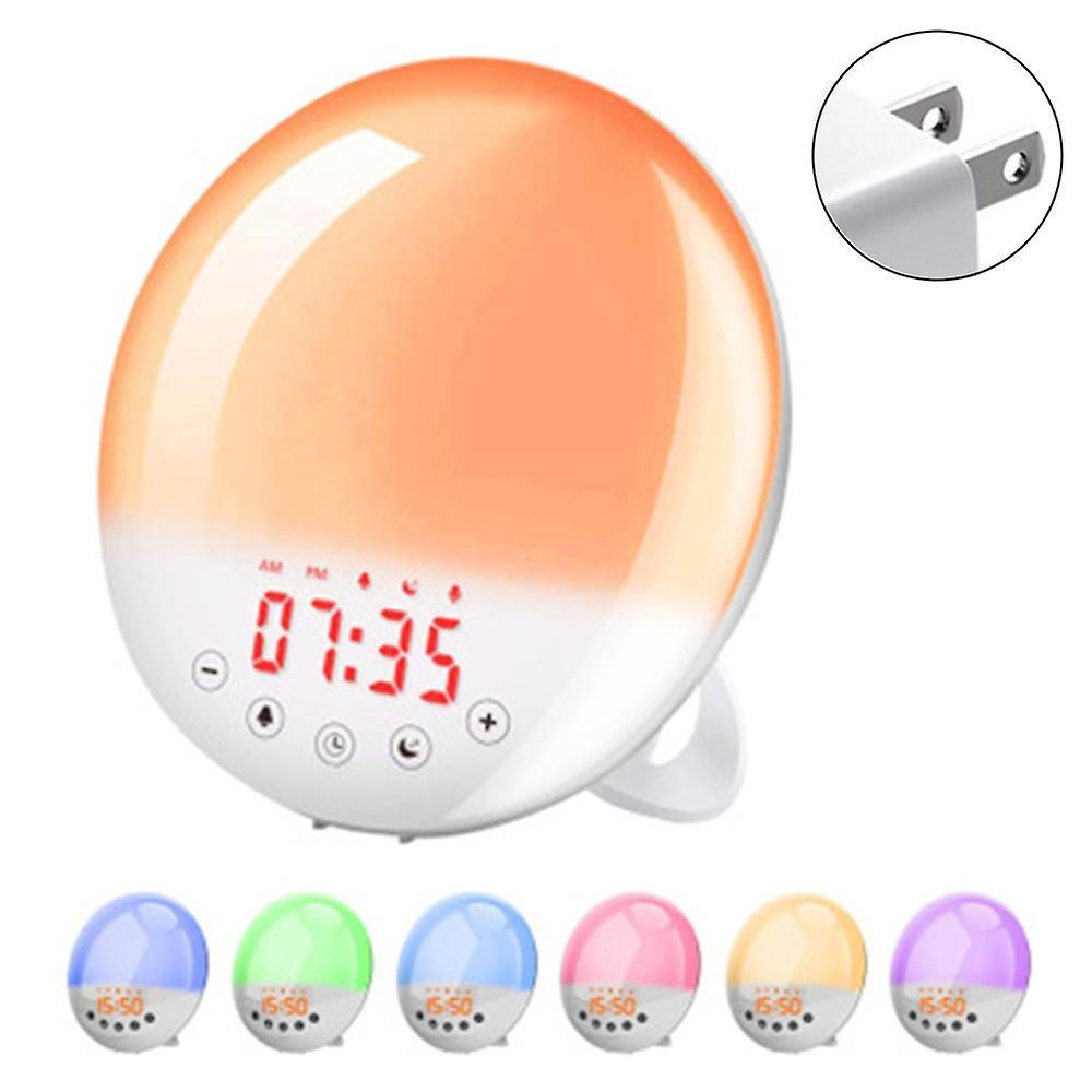 unbrand Wake Up Light Sunrise Alarm Clock, 7 Colors Bedside Night Light With Sunrise/Sunset Simulation, Dual