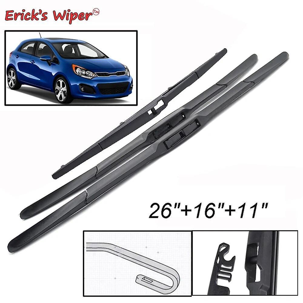 Bicaco Wiper Front & Rear Wiper Blades Set For Kia Rio 3 Ub Hatchback 2011 - 2017 Windshield Windscreen Window Brush 26"16"11" CHINA