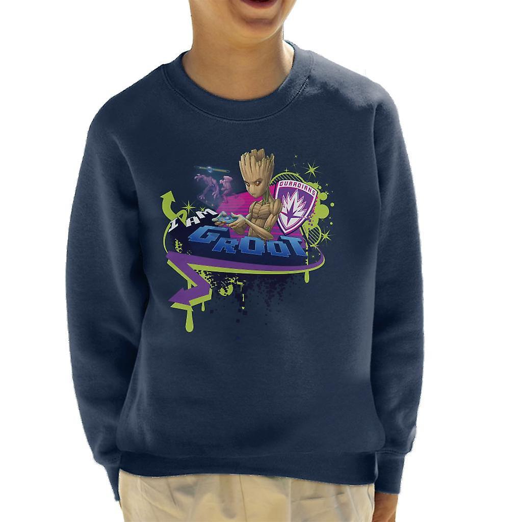 Marvel Guardians Of The Galaxy Teenage Groot Gaming Kid's Sweatshirt Navy Blue X-Large (12-13 yrs)