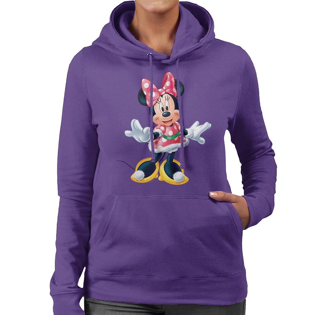 Disney Christmas Minnie Mouse Festive Pose Women's Hooded Sweatshirt Purple Large