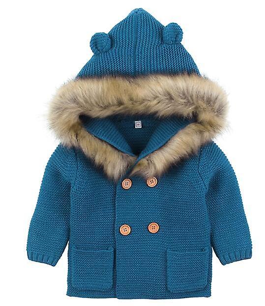 Slowmoose Baby/ Winter Warm Sweaters, Long Sleeve Hooded Coat 6M / Navy blue-2011782807