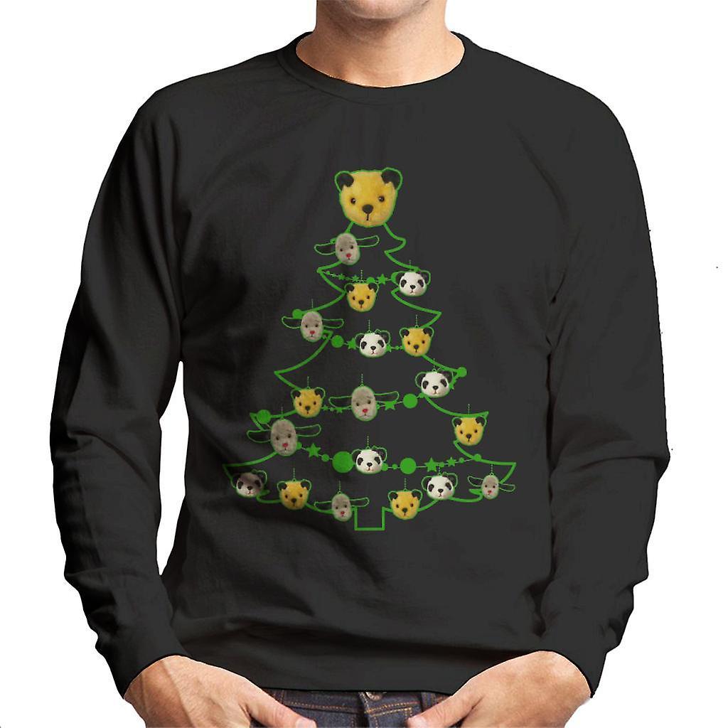 Sooty Christmas Tree Green Silhouette Men's Sweatshirt Black Medium