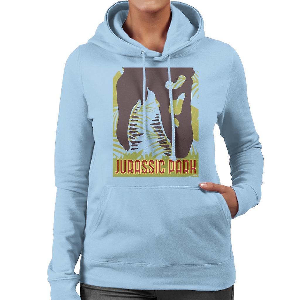 Jurassic Park T Rex Skeleton Silhouette Eating Women's Hooded Sweatshirt Sky Blue XX-Large