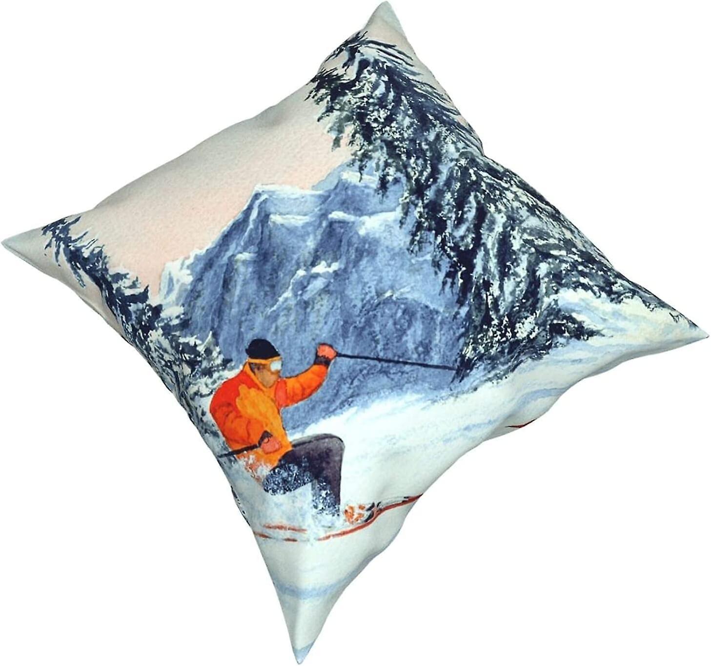 Kerota Skiing The Clear Leader Tapestry Pillow Case Fashion Square Pillowcase Cushion Covers Decor Throw Pillow Cover 18 X 18 Inch 45 X 45 Cm -TB13..