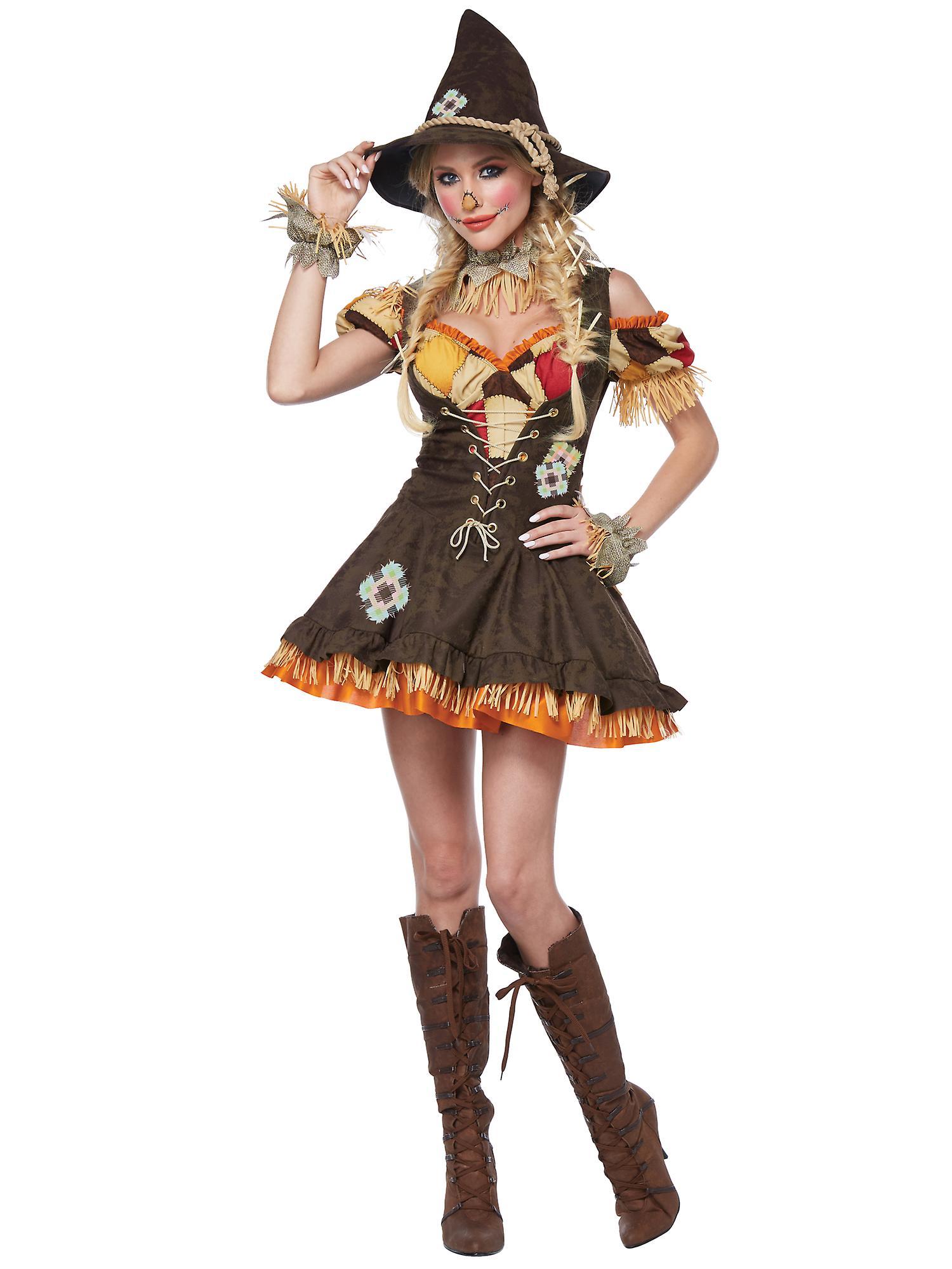 California Costume Collections Sassy Scarecrow Deluxe Wizard Of Oz Story Book Week Halloween Womens Costume Brown Medium (8-10)