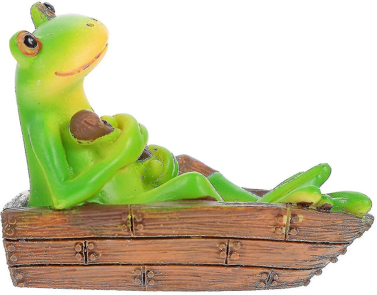 Tianzun Miniature Garden Frog Resin Frog Figurine Sitting Statue Model Figurines Cake Topper