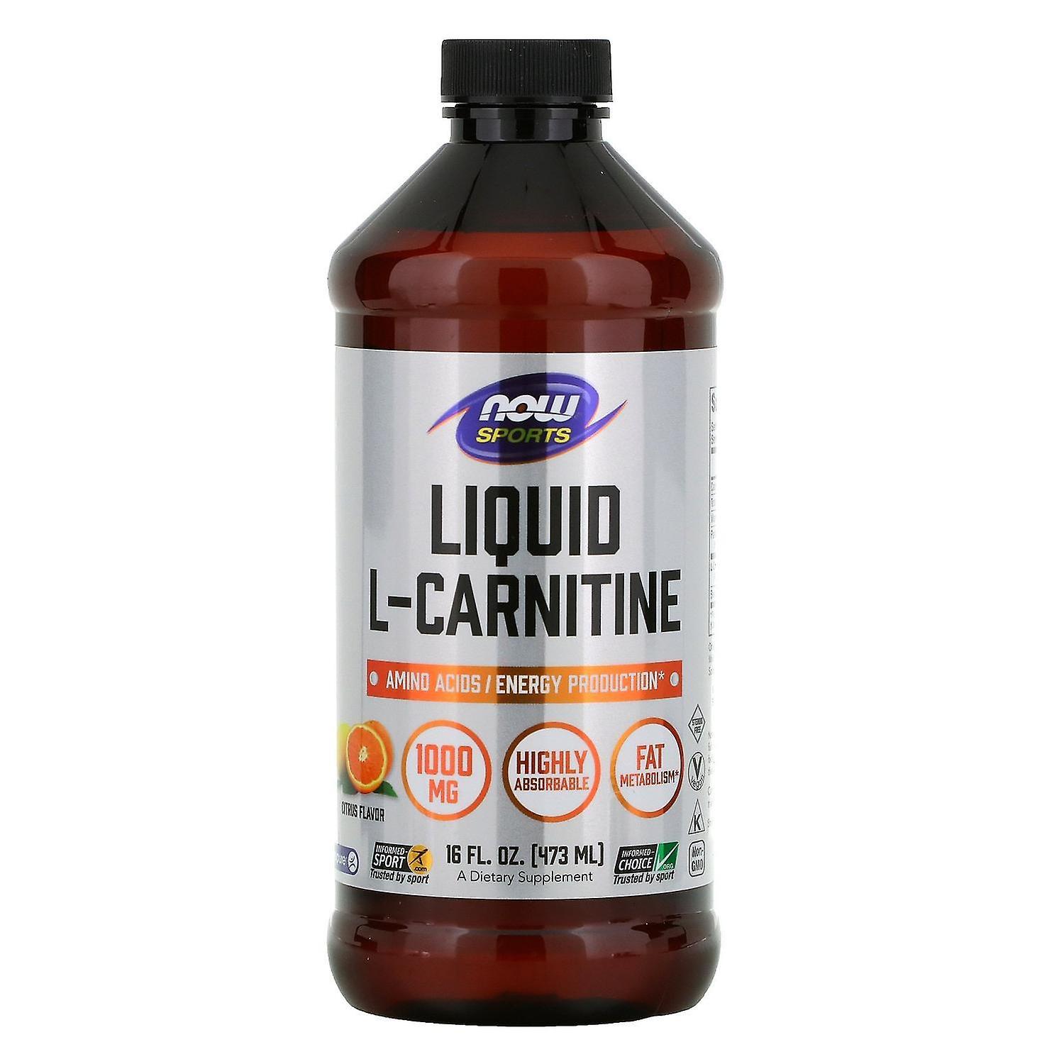 Now Foods, Sports, L-Carnitine Liquid, Citrus, 1,000 mg, 16 fl oz (473 ml)