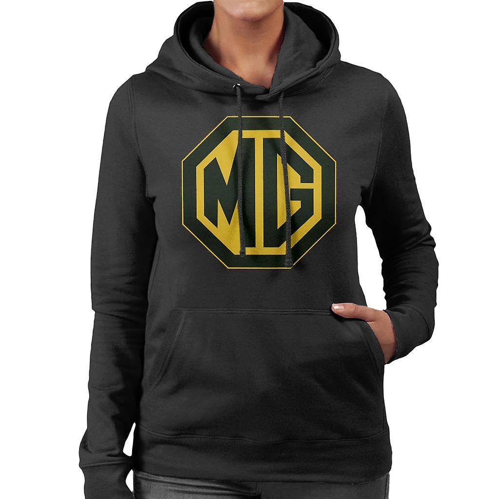 MG Black And Gold Logo British Motor Heritage Women's Hooded Sweatshirt X-Large