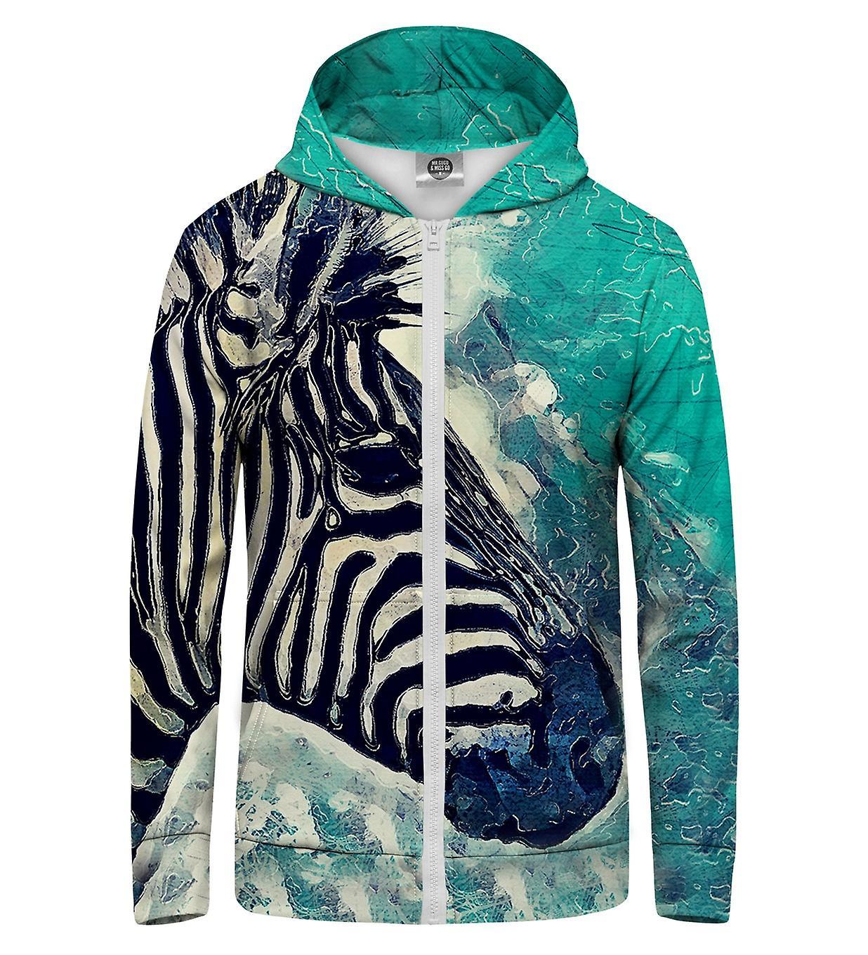 Mr Gugu & Miss Go Mr. GUGU & Miss GO White Stripes Hoodie Kangaroo Zip Up teal L