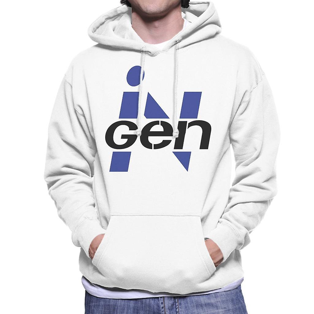 Jurassic Park Ingen Classic Blue Logo Men's Hooded Sweatshirt White Large