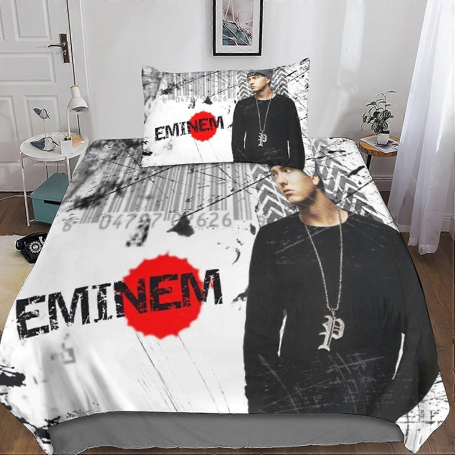 Kerota Eminem Bedding Set Rapper Duvet Cover with Pillowcases 3D Printed Microfiber Bedding, for Adults Kids Girls with Zipper Closure 2 Pcs Single...