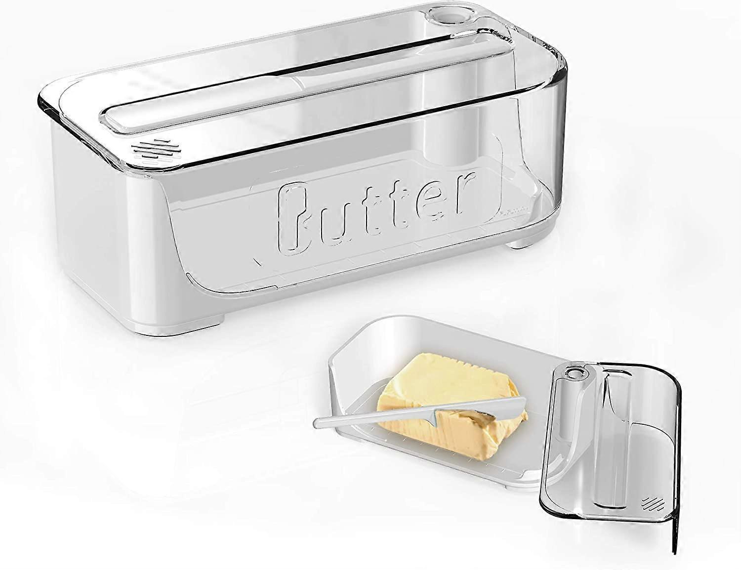 Kensty Butter Dish with Lid and Knife, Airtight Butter Container for Countertop or Freezer Butter Dish with Lid, ABS Plastic Butter Dish with Flip ...