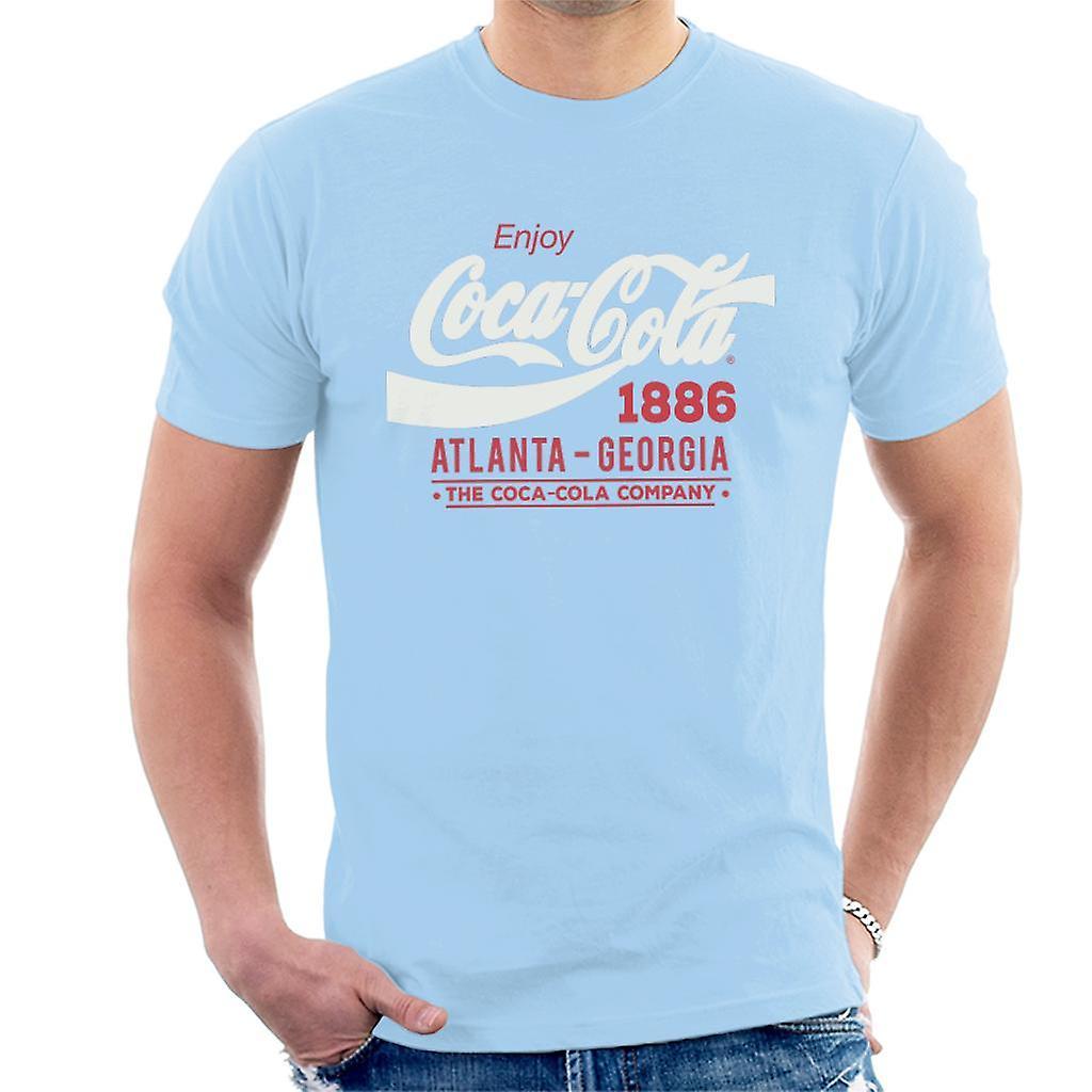 Coca-Cola Coca Cola White Classic Logo Men's T-Shirt Sky Blue Large