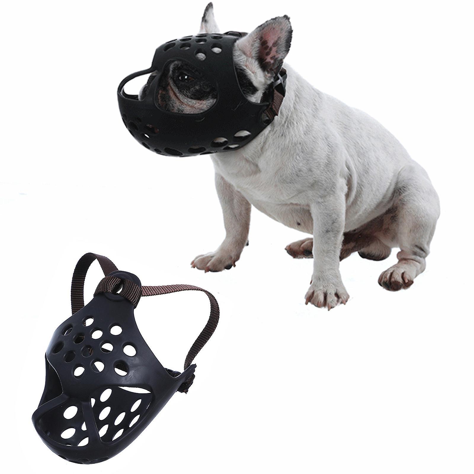 Baodan Dog Muzzle,Short-Billed Dog  Muzzle,Short Rubber Muzzle,Anti-Eating Anti-Bite Muzzle Breathable BK