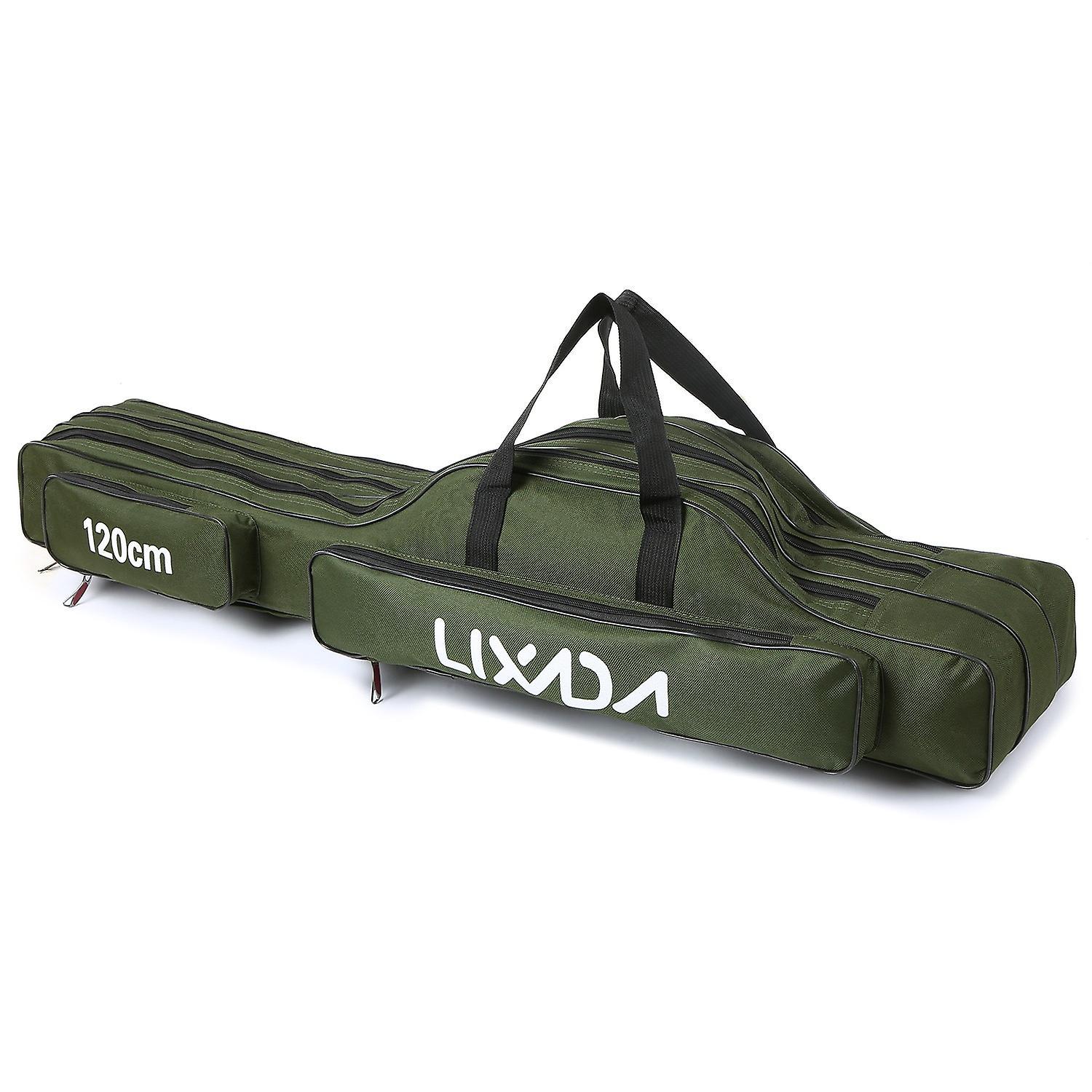 Lixada 3 Layers Fishing Pole Bag Portable Folding Rod Carry Case Fishing Reel Tackle Storage Bag Cas Green 120cm