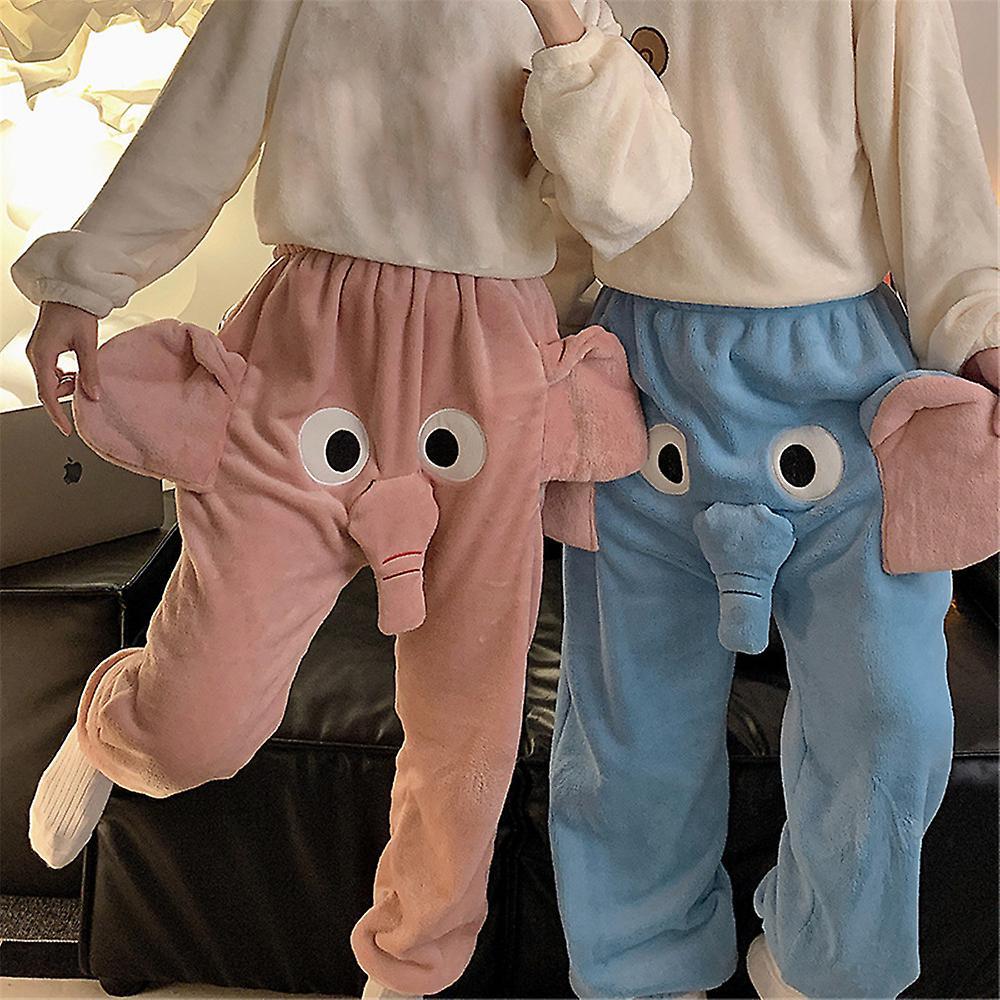 Bestdaily Elephant Trunk 3d Flannel Pajama Pants Mens Womens Unisex Couple Funny Cartoon Animal Winter Warm Casual Cozy Soft Home Trousers Pjs Slee...