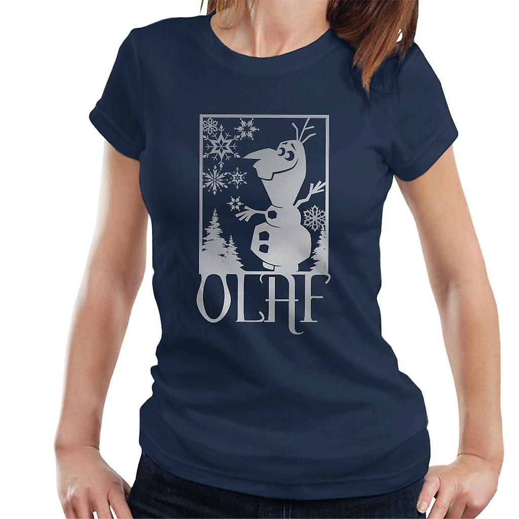 Disney Frozen Olaf Snowflakes Women's T-Shirt Navy Blue Large