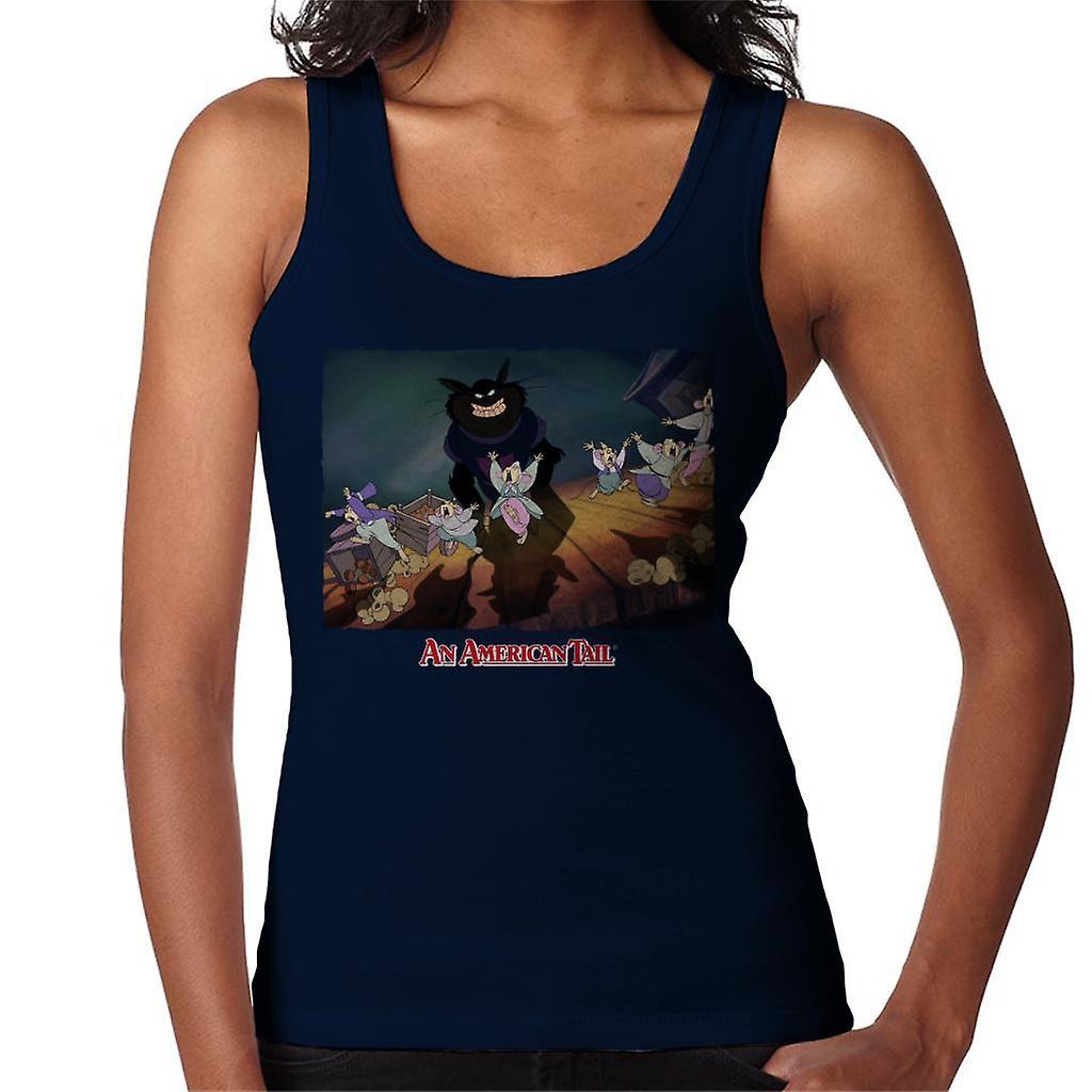 An American Tail Cossack Cats Looming Women's Vest Navy Blue X-Large