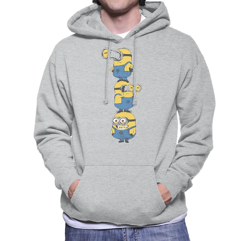 Despicable Me Minions Standing Tower Men's Hooded Sweatshirt Heather Grey X-Large