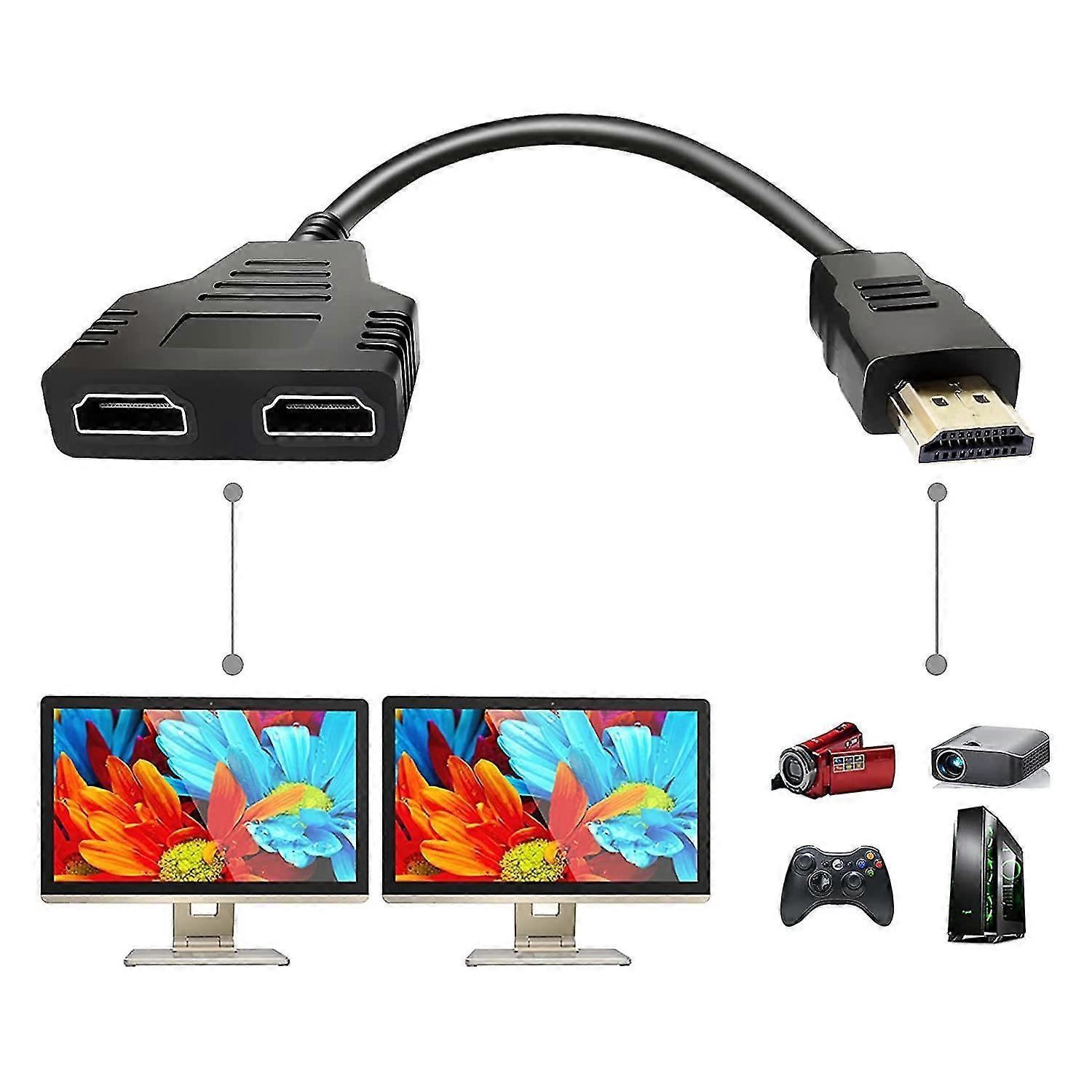 Galozzoit Hdmi Splitter Adapter Cable Hdmi Splitter 1 In 2 Out Hdmi Male