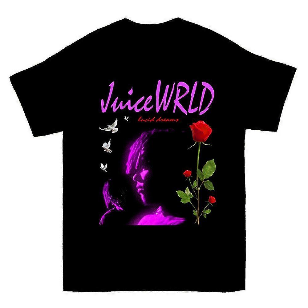 RockShark Vintage Juice Wrld Lucid Dreams Rose Graphic T-shirt Black L