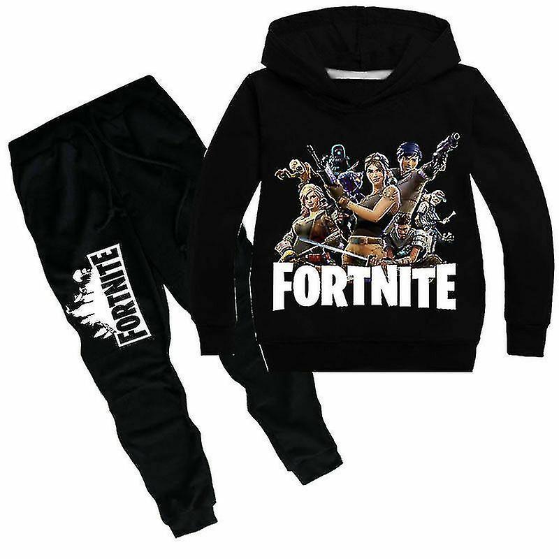 Renekton Kids Fortnite Hoodie Pants Suit Long Sleeve Tracksuit Sportswear Set Black 11-12Years